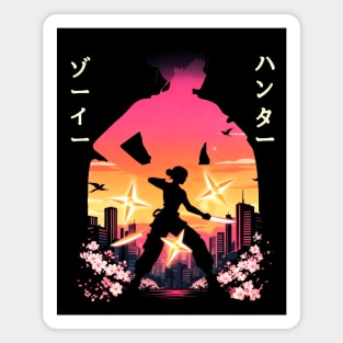 Zoey Kpop Demon Hunters Anime Ninja Warrior Sunset City Huntrx Huntrix Lovers Magnet